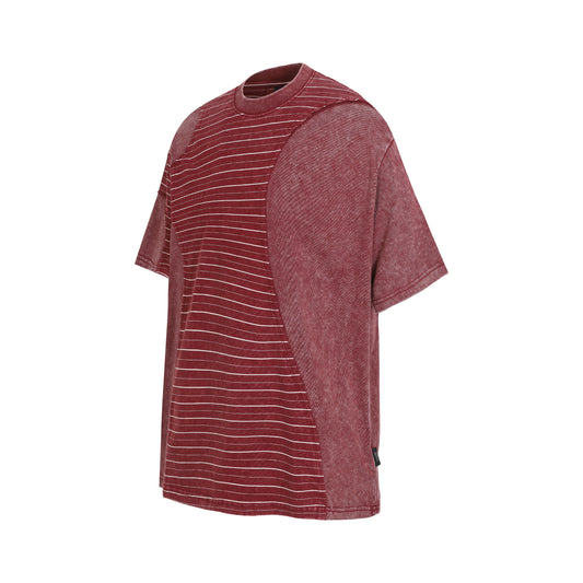 Acid Wash Striped Panel Oversized T-Shirt
