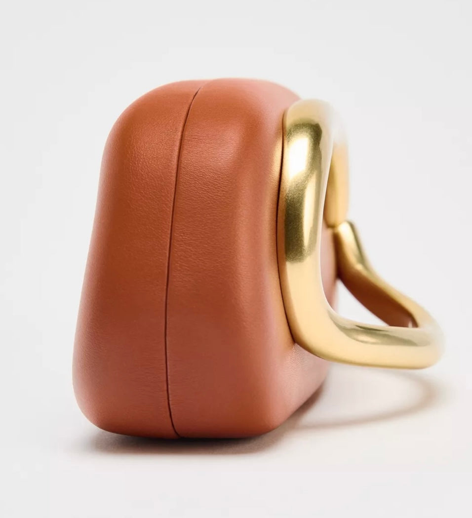 COGNAC SCULPTED-HANDLE MINI BAG