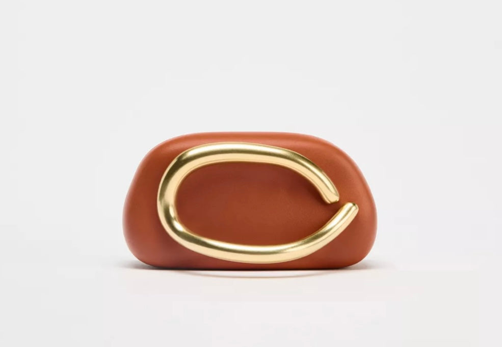 COGNAC SCULPTED-HANDLE MINI BAG