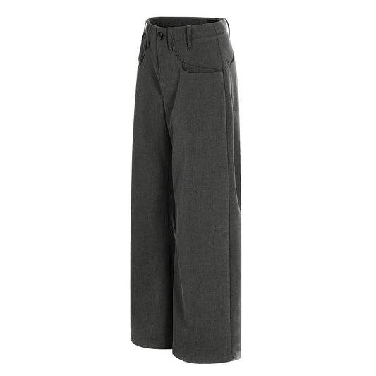 Charcoal Wide-Leg Tailored Trousers