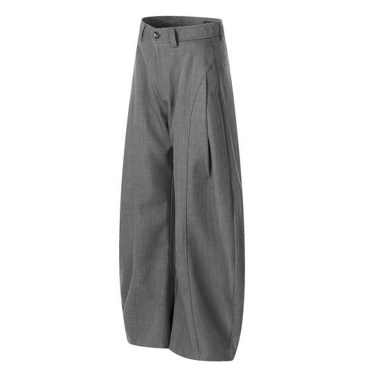 Charcoal Curved Seam Wide-Leg Trousers