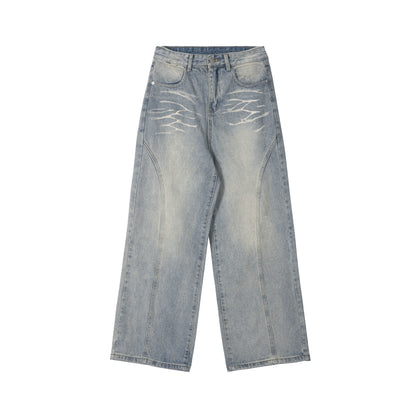 Vintage Fade Lightning Wide-Leg Jeans