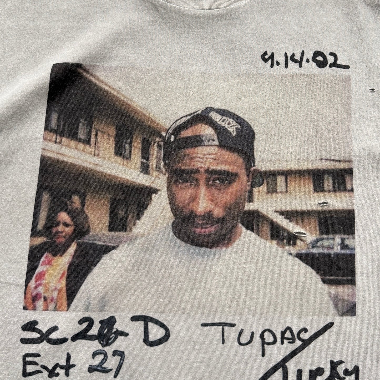 Tupac Vintage Photo Graphic Washed Grey T-Shirt