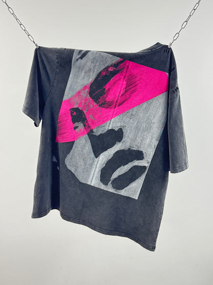 AMORE Graphic Oversized Washed Black T-Shirt