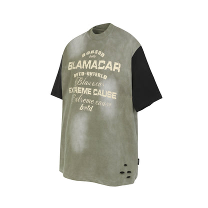 Vintage Graphic Contrast Sleeve Oversized T-Shirt