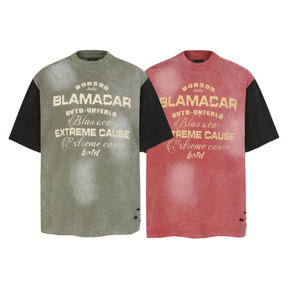 Vintage Graphic Contrast Sleeve Oversized T-Shirt