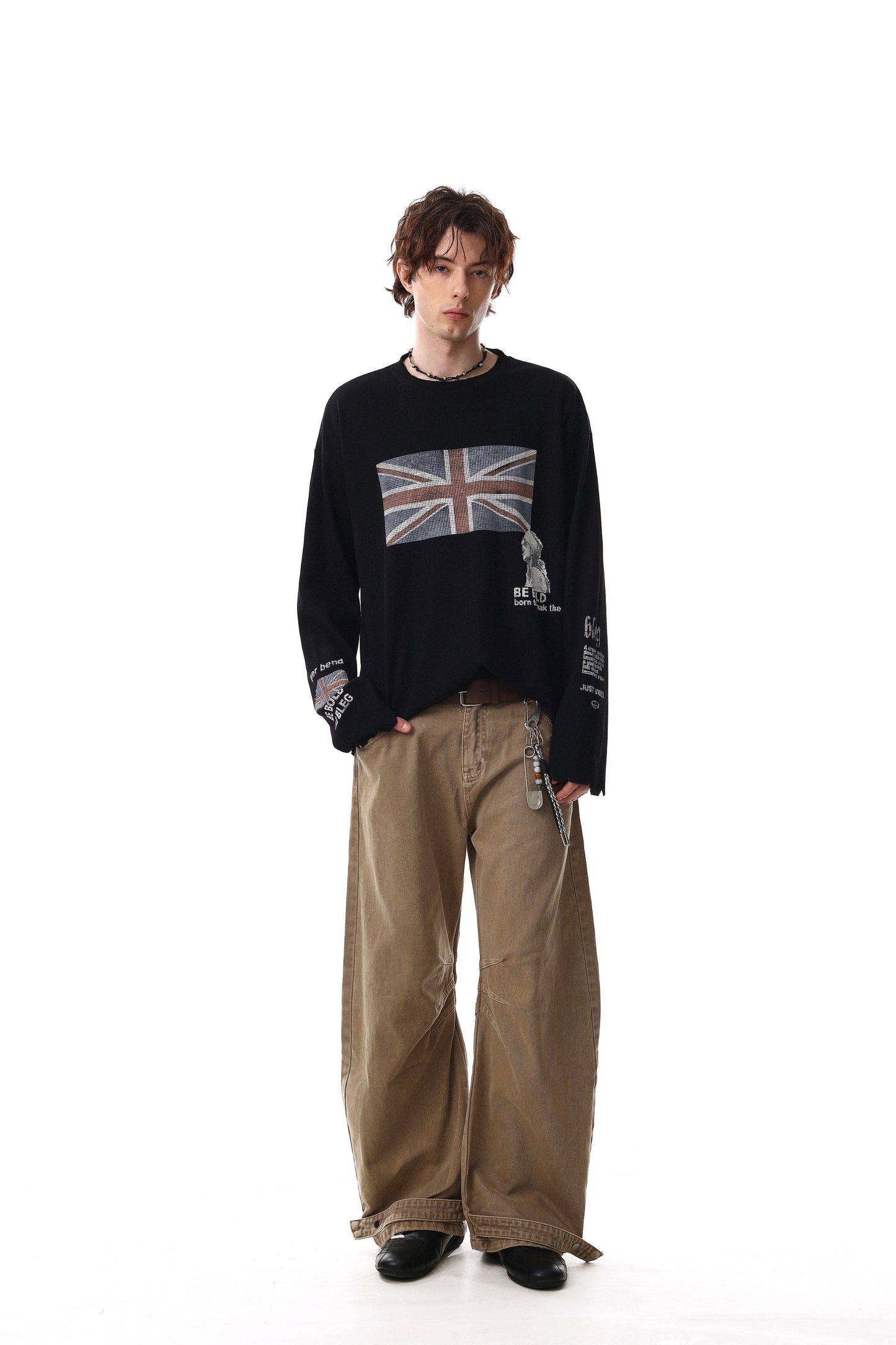 Waffle knit Oversized Tee with Print