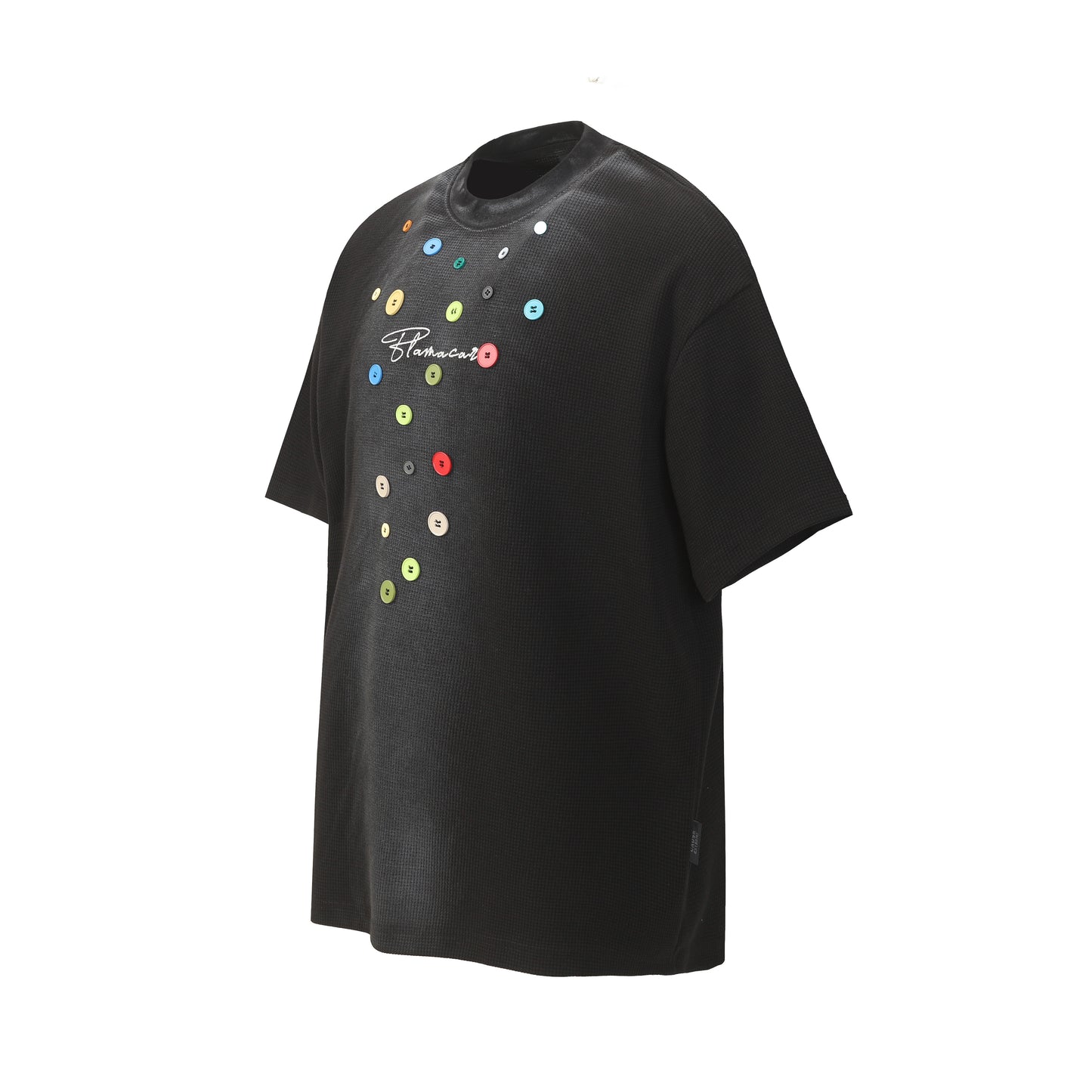 Waffle Knit Button Detail T-shirt