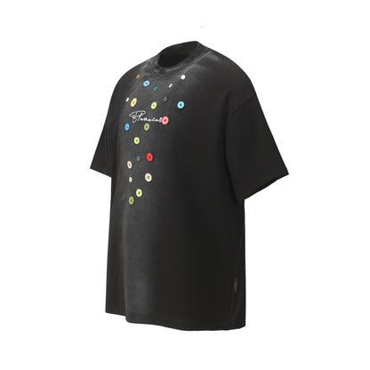 Waffle Knit Button Detail T-shirt