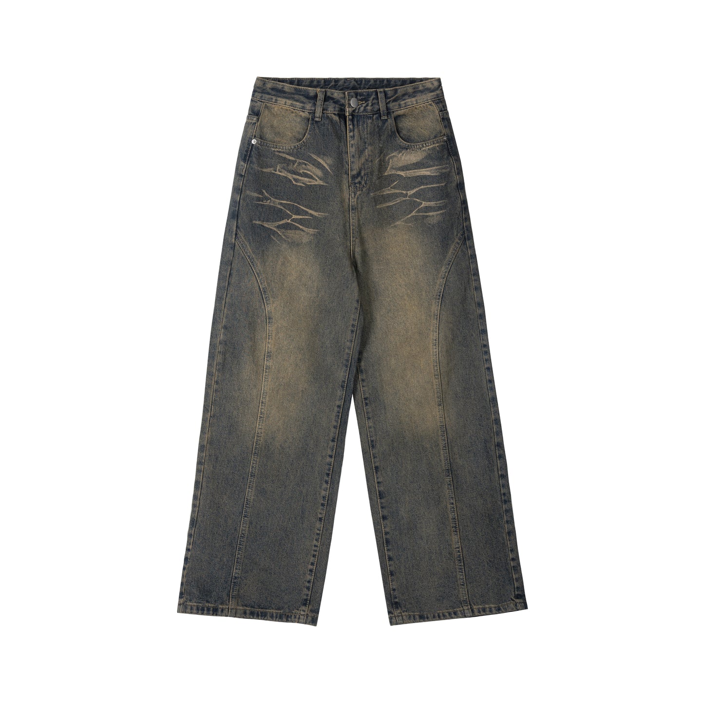 Vintage Fade Lightning Wide-Leg Jeans