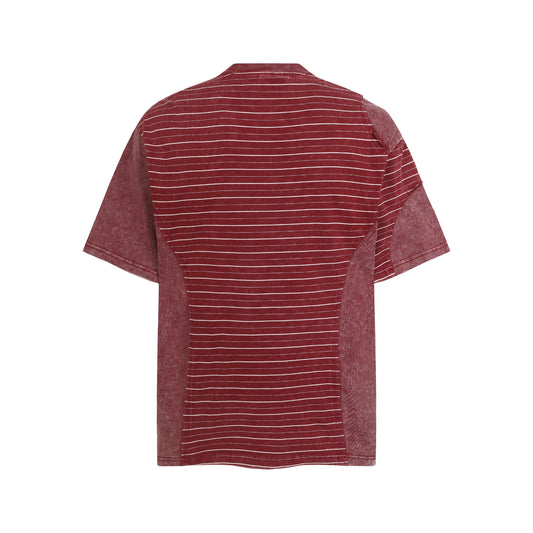 Acid Wash Striped Panel Oversized T-Shirt