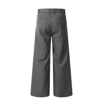 Grey Curved Seam Wide-Leg Trousers