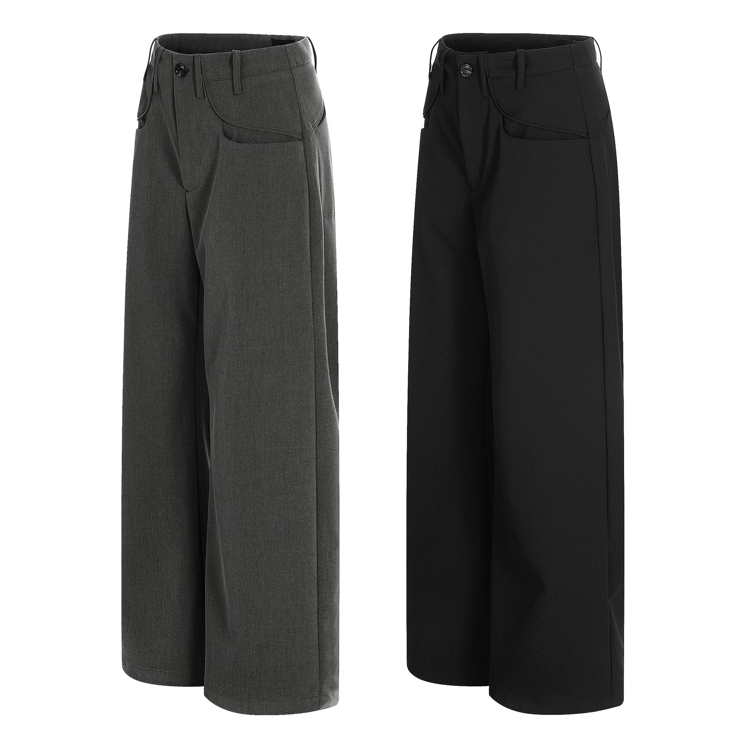Charcoal Wide-Leg Tailored Trousers