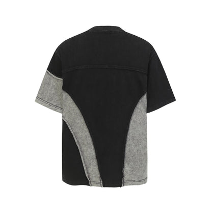 Acid Wash Panelled Oversized T-Shirt