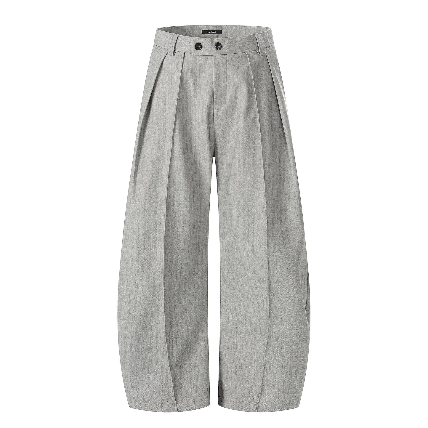 Light Grey Double-Button Wide-Leg Trousers