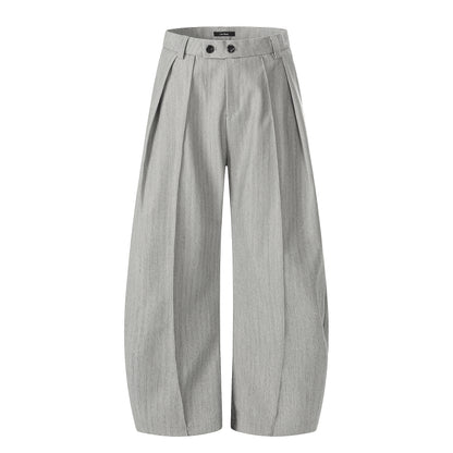 Light Grey Double-Button Wide-Leg Trousers