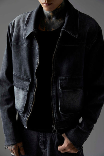 CROPPED FADE DENIM JACKET