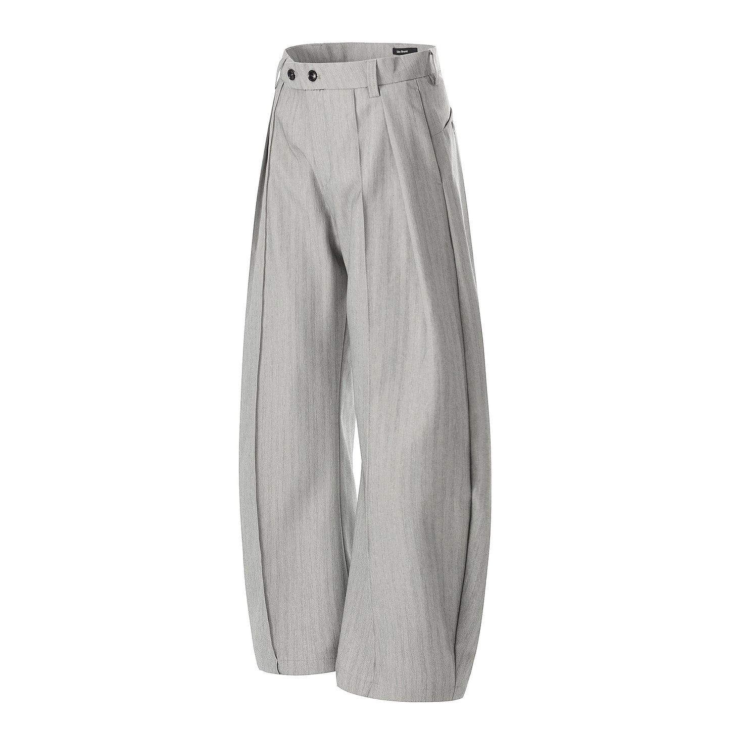 Light Grey Double-Button Wide-Leg Trousers