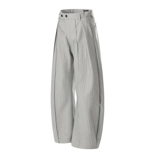 Light Grey Double-Button Wide-Leg Trousers