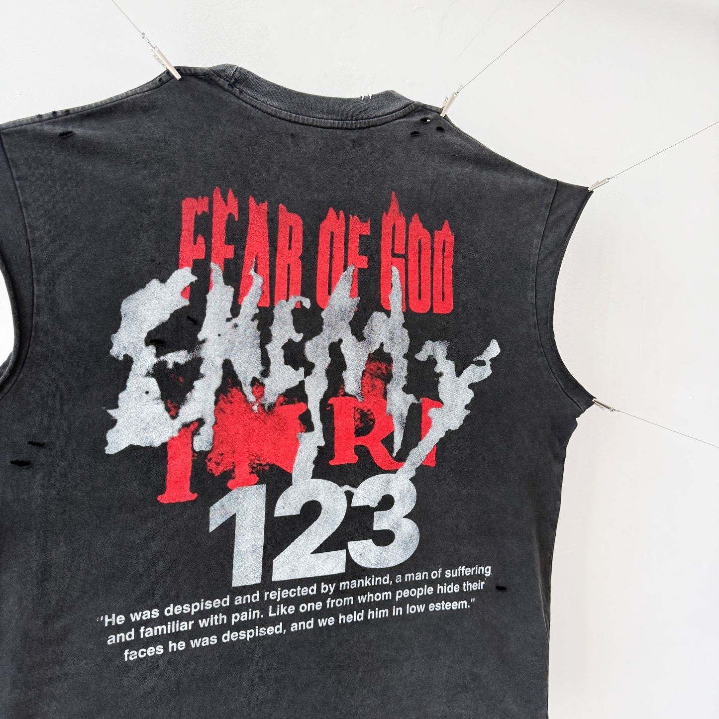 Fear of God 123 Distressed Washed Black T-Shirt