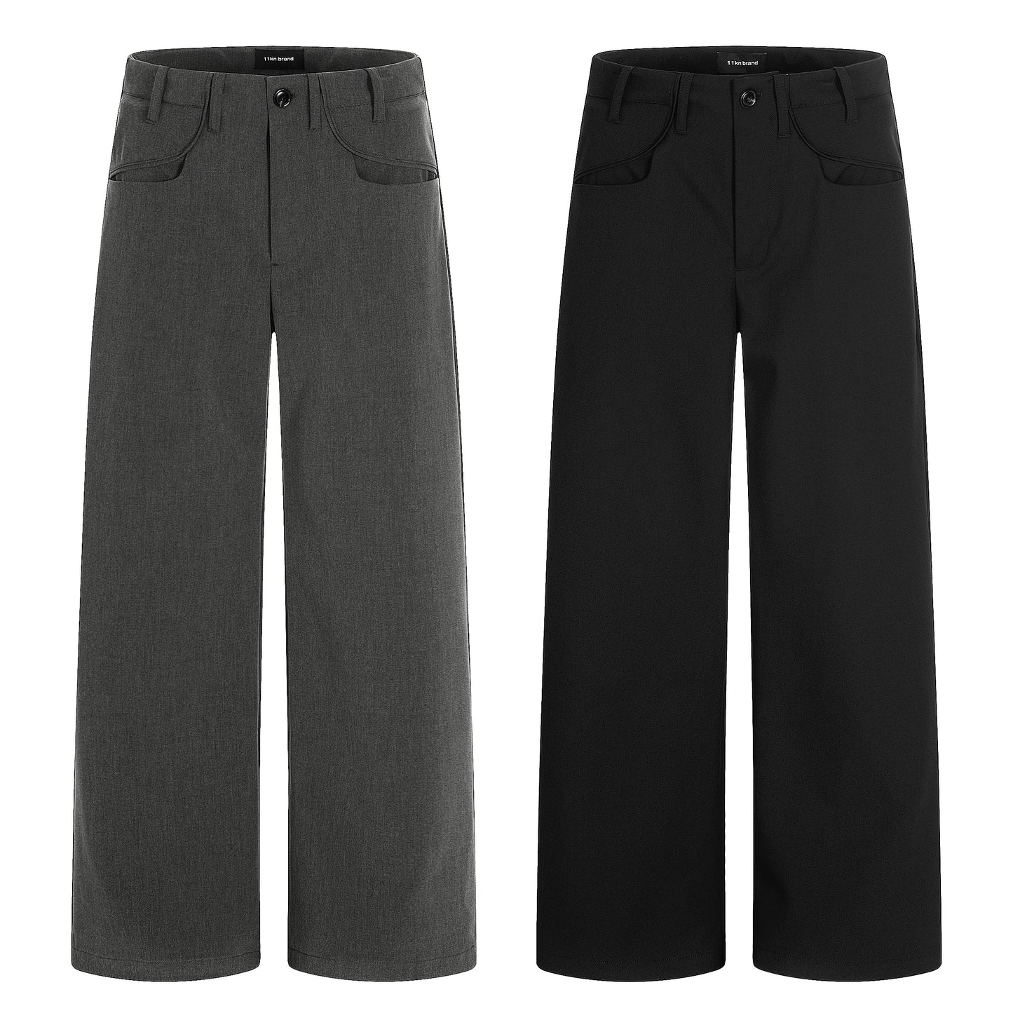 Charcoal Wide-Leg Tailored Trousers