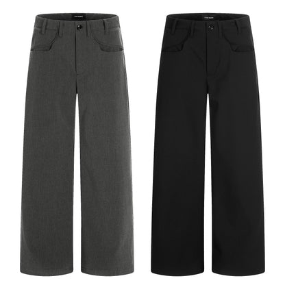 Charcoal Wide-Leg Tailored Trousers