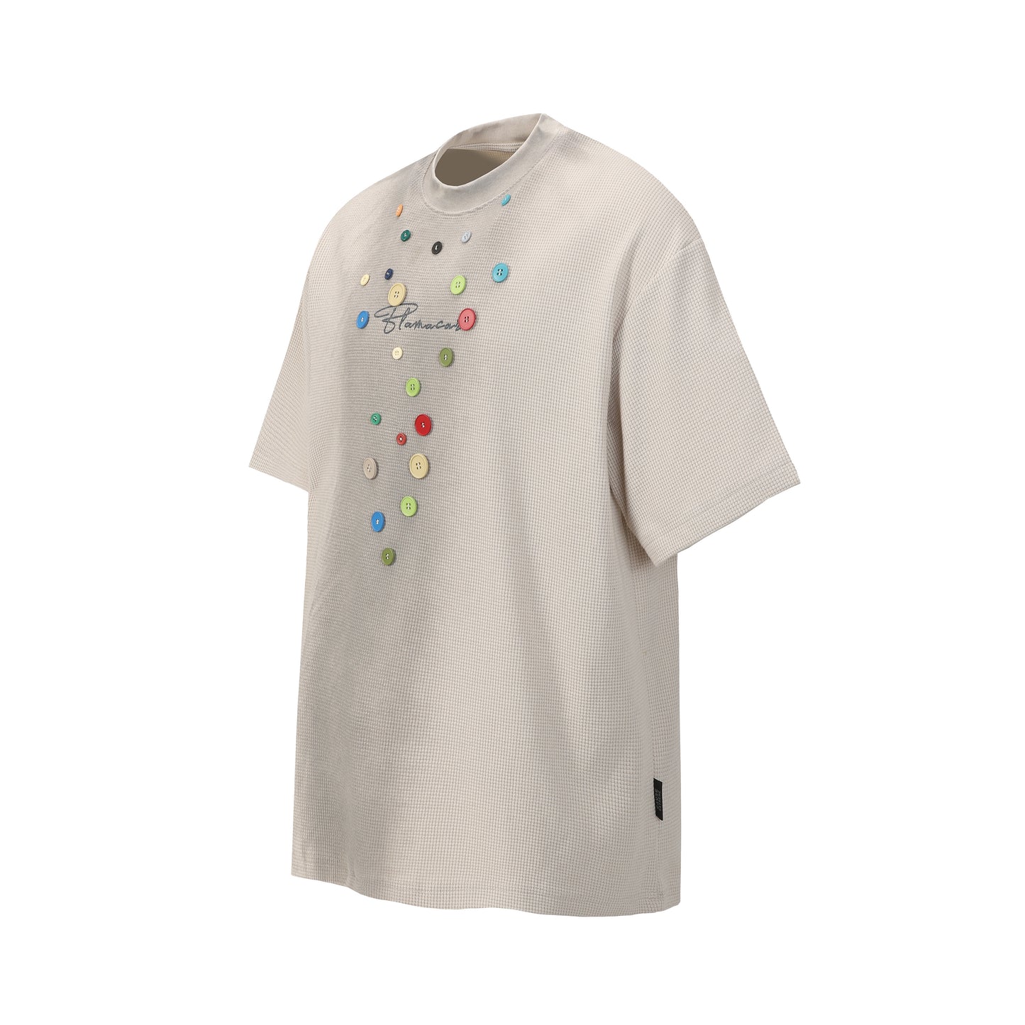 Waffle Knit Button Detail T-shirt