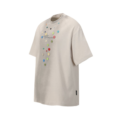 Waffle Knit Button Detail T-shirt