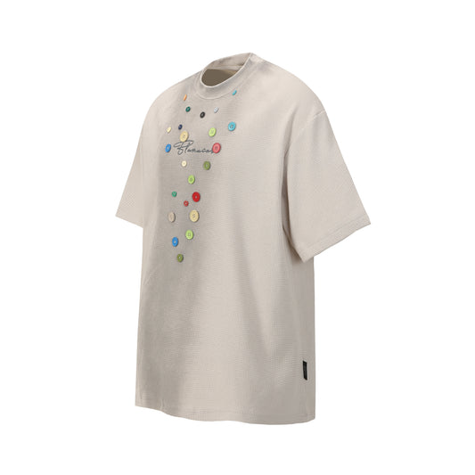 Waffle Knit Button Detail T-shirt