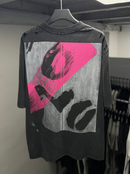 AMORE Graphic Oversized Washed Black T-Shirt