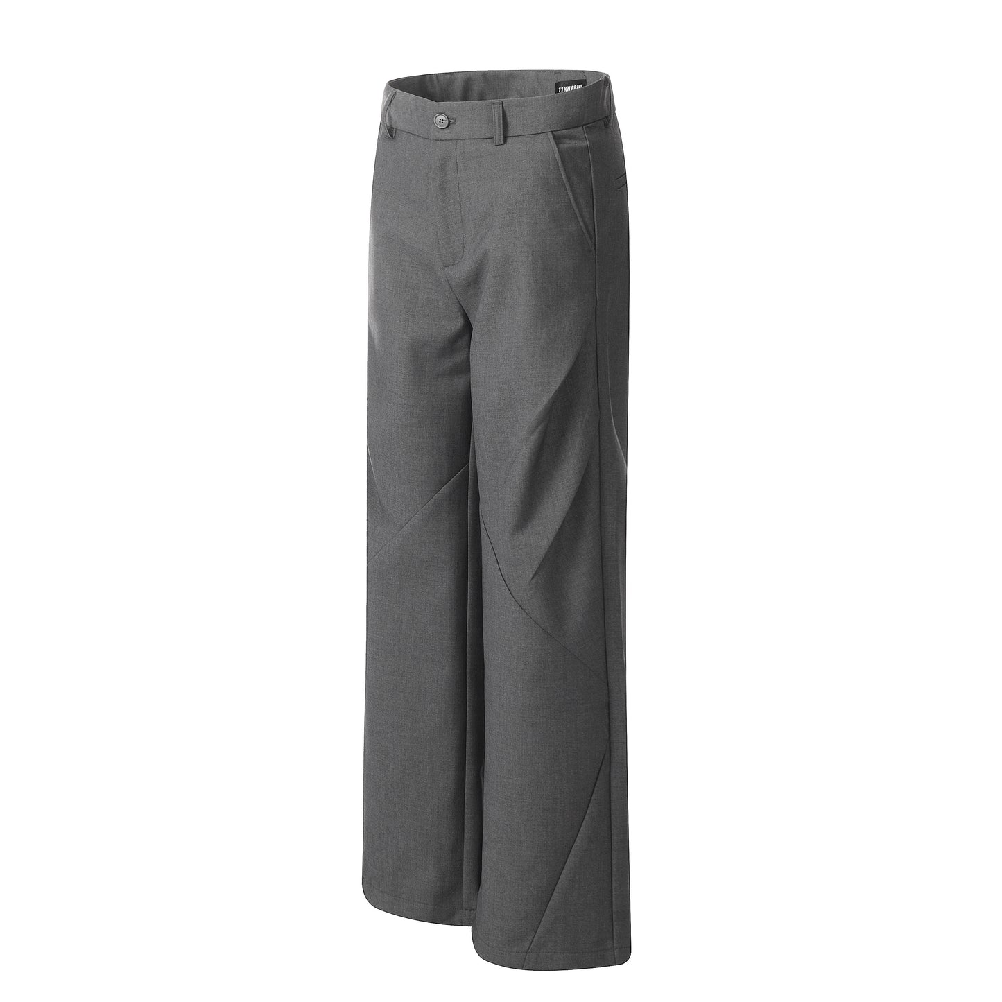 Grey Curved Seam Wide-Leg Trousers