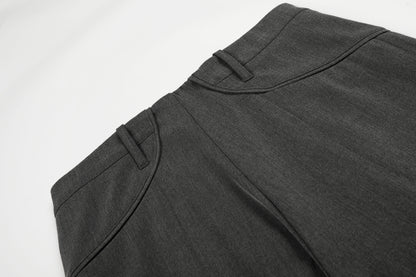 Charcoal Wide-Leg Tailored Trousers