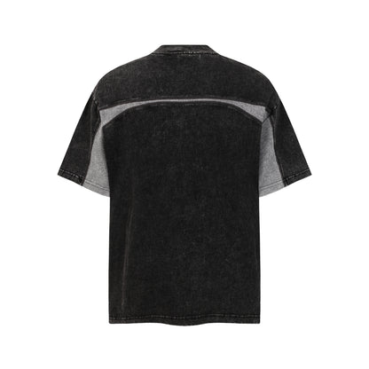 Acid Wash Curved Panel Oversized T-Shirt