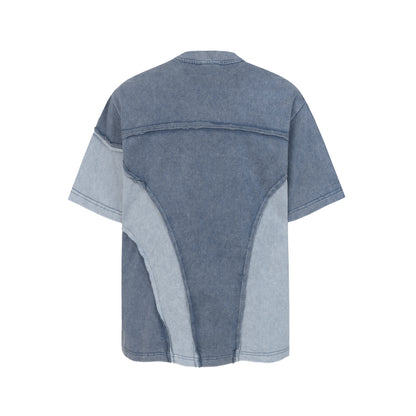 Acid Wash Panelled Oversized T-Shirt