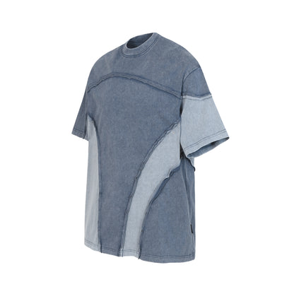 Acid Wash Panelled Oversized T-Shirt