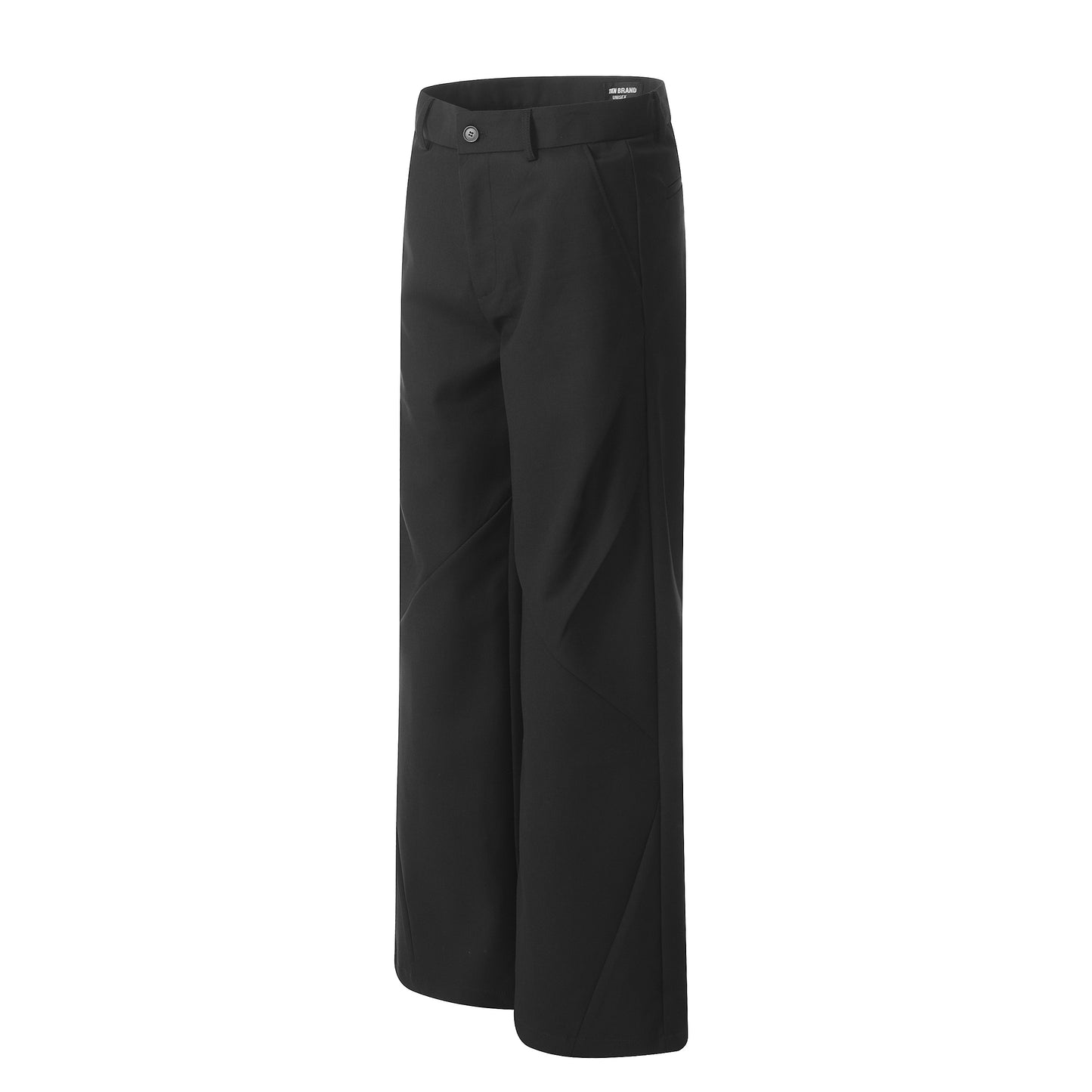 Grey Curved Seam Wide-Leg Trousers