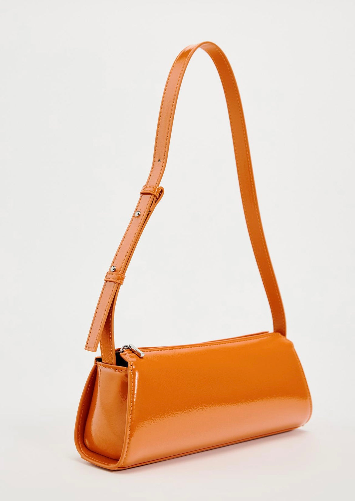 Faux Patent Shoulder Bag