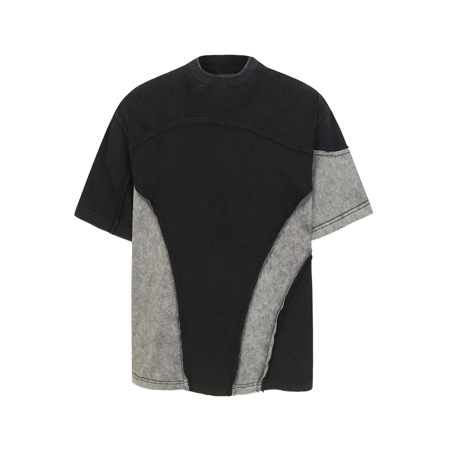 Acid Wash Panelled Oversized T-Shirt