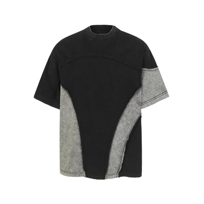 Acid Wash Panelled Oversized T-Shirt