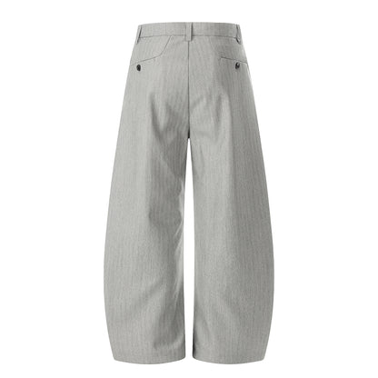 Light Grey Double-Button Wide-Leg Trousers