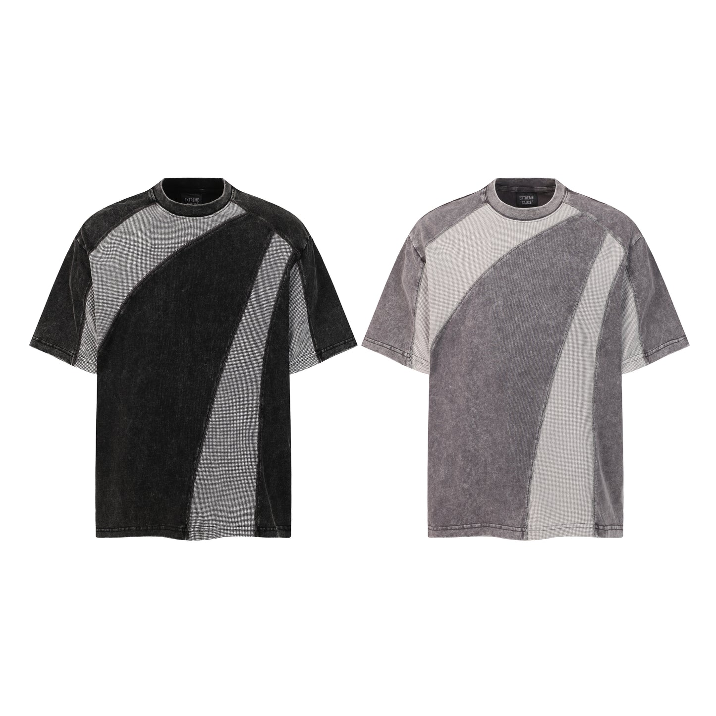 Acid Wash Curved Panel Oversized T-Shirt