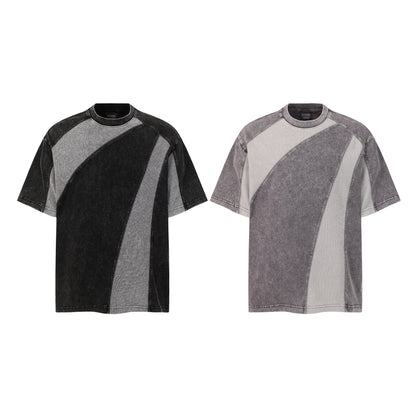 Acid Wash Curved Panel Oversized T-Shirt