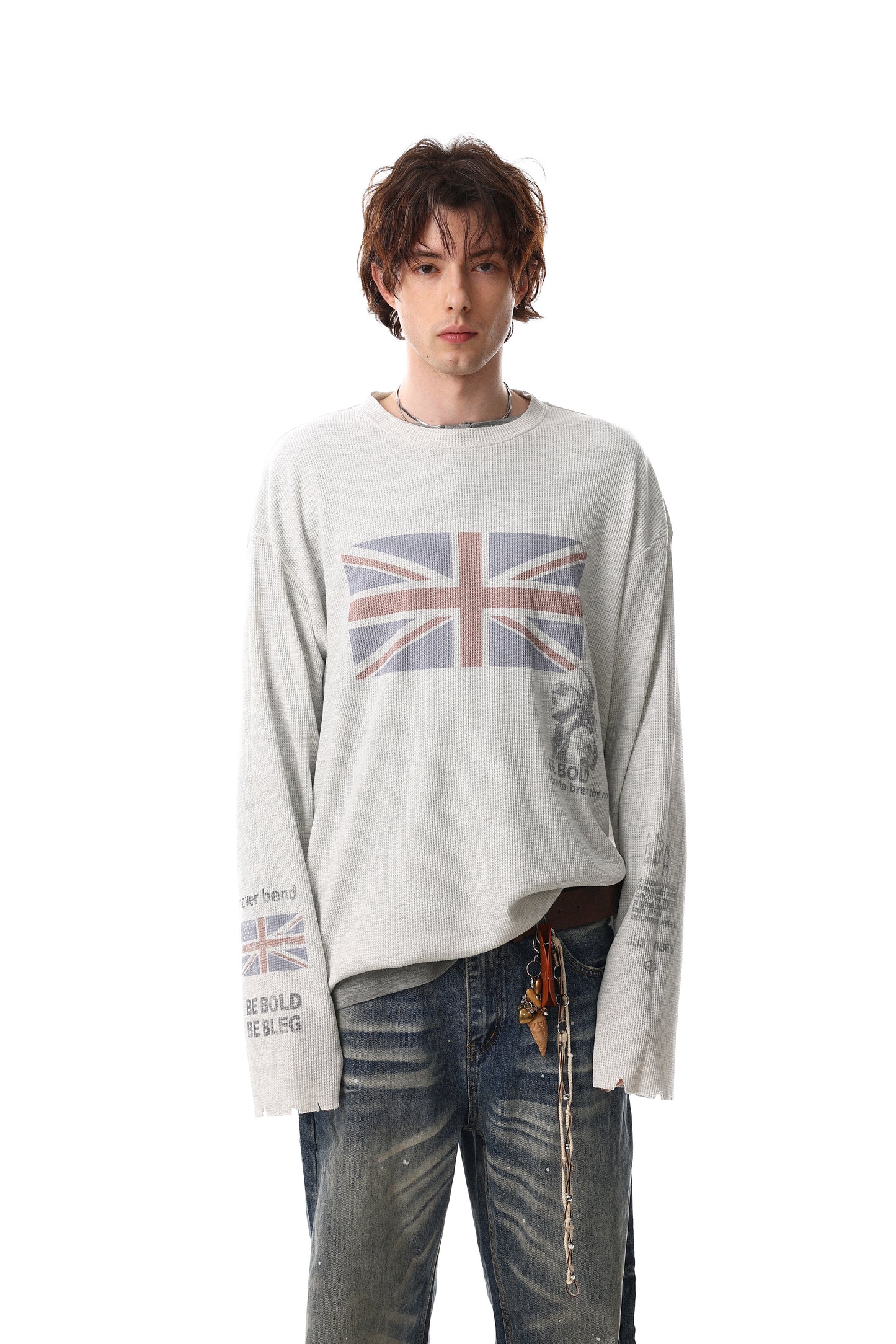Waffle knit Oversized Tee with Print