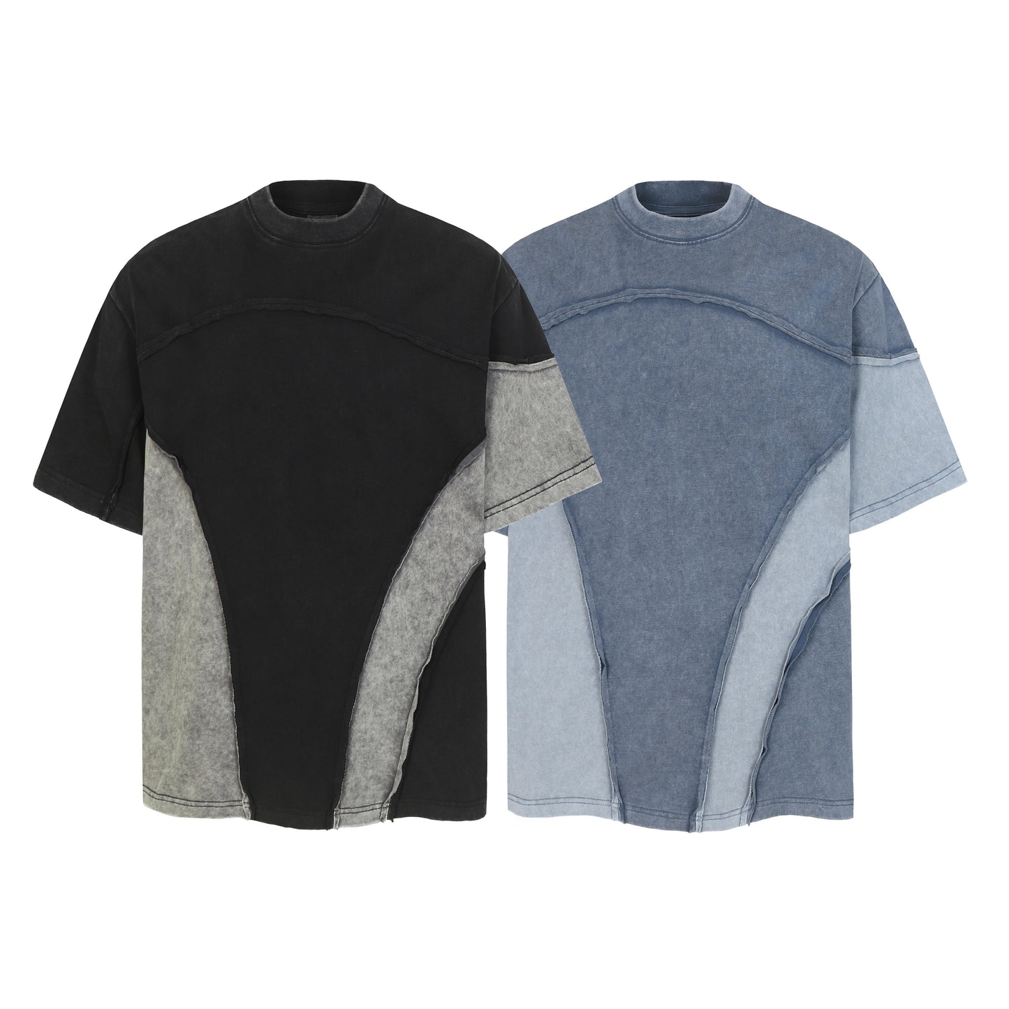 Acid Wash Panelled Oversized T-Shirt
