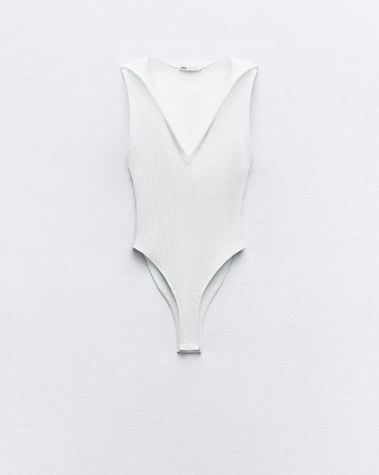 Ribbed Bodysuit with Hood