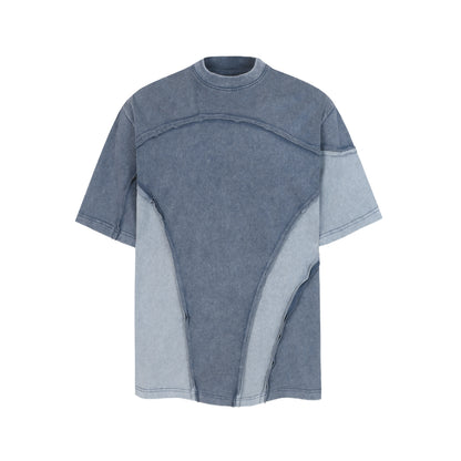 Acid Wash Panelled Oversized T-Shirt