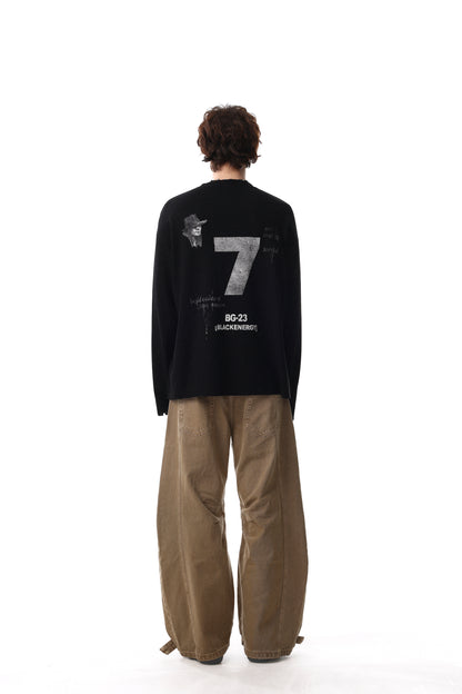 Waffle knit Oversized Tee with Print