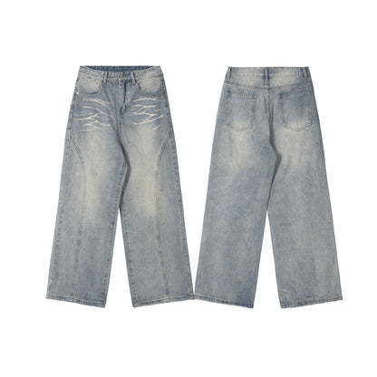 Vintage Fade Lightning Wide-Leg Jeans