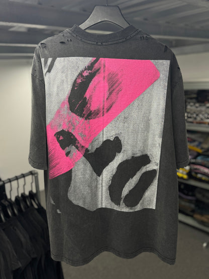 AMORE Graphic Oversized Washed Black T-Shirt