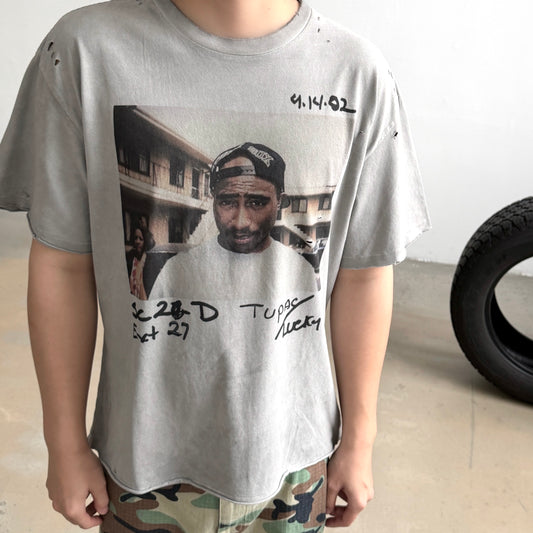 Tupac Vintage Photo Graphic Washed Grey T-Shirt